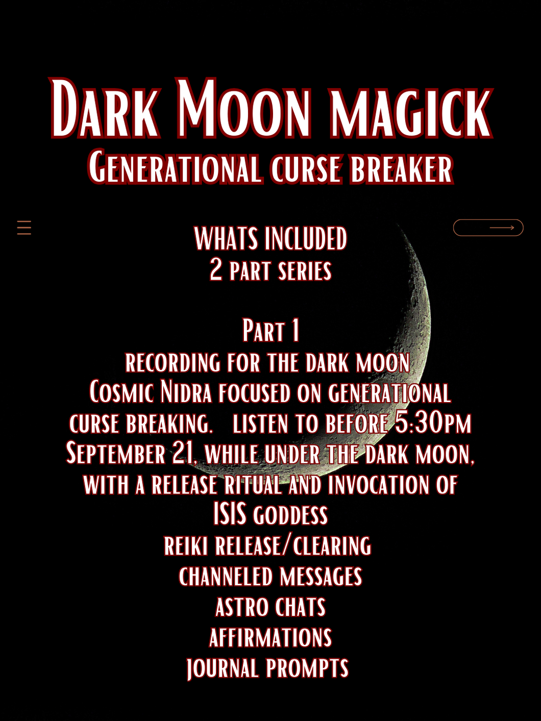 Dark moon Circle - Part 1 of 3 series - Generational Curse Breaking